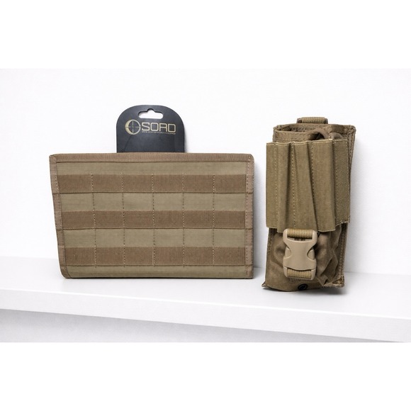 SORD MOLLE Tactical Panel Chest Rig + Dual Utility Pouch Coyote Tan Nylon